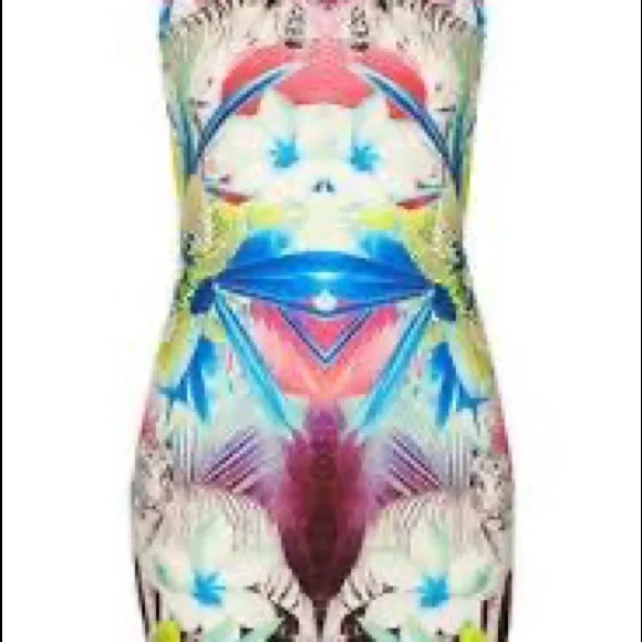 Topshop Tropical White Tiger Print Body-Con dress, Size 8 - Picture 3 of 8